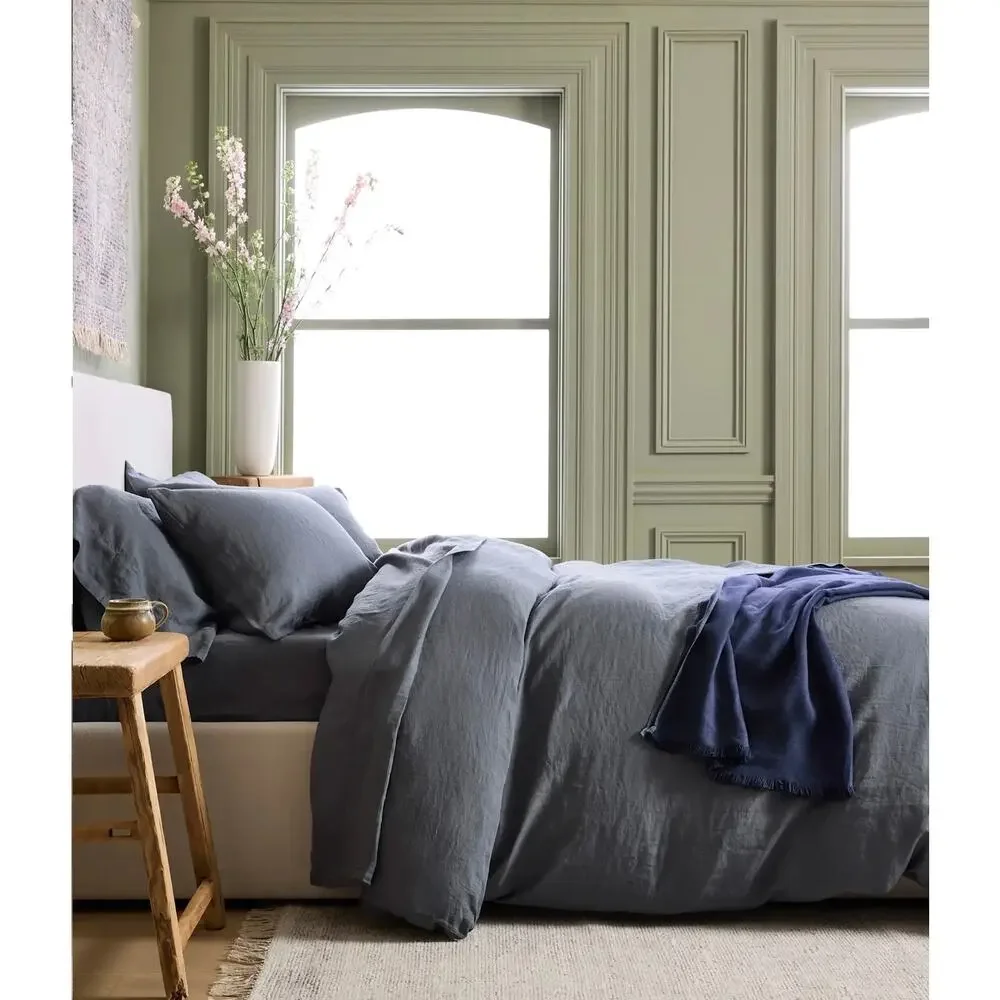 Quince European Linen Duvet Cover Set King/Cal King Nightfall NWOT